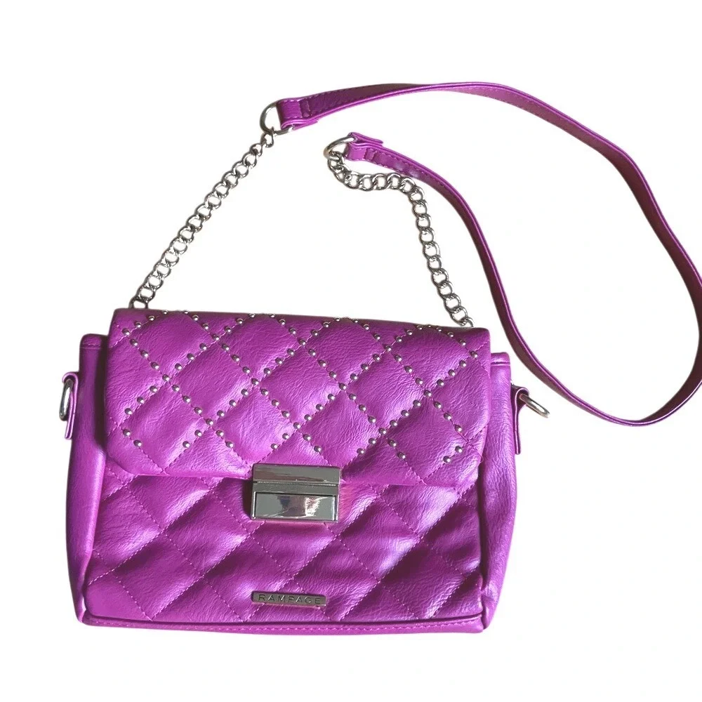 Vintage 2000s‎ Rampage Pink Quilted Studded Crossbody Shoulder Bag